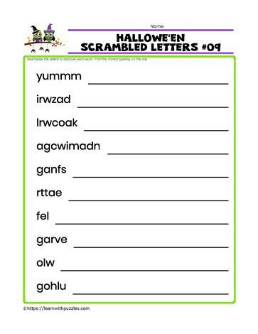 Halloween Scrambled Letters#09
